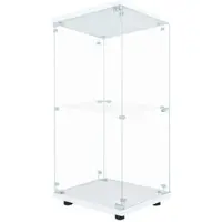 PXloue Vitrine Standvitrine mit LED-2 Lagen Glasvitrine in Weiß 40x36x86cm