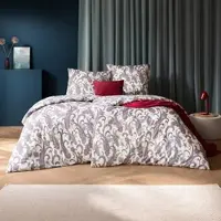 Estella Mako Interlock Jersey Bettwäsche Saskia blau 160x210 cm + 65x100 cm - blau;rot