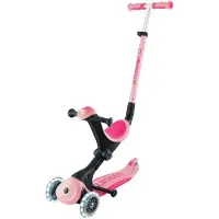 Globber GO-UP DELUXE LIGHTS – 3in1 Dreirad, 120/80 mm, ABEC 9, 3-rädrig, höhenverstellbar,LED-Leuchtrollen, pastellrosa