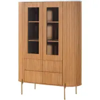 MASSIVMOEBEL24.DE MASSIVMOEBEL24 Highboard Mango 120x45x160 natur lackiert / Marmor weiß BARCELONA #540