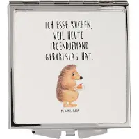 Mr. & Mrs. Panda Kosmetikspiegel Igel Kuchenstück - Weiß - Geschenk, Lustige Sprüche, Handspiegel, Einladung Party, Kuchen Backen, Torte, Klappspiegel, Taschenspiegel