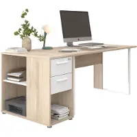 58 aufm Kessel Computertisch mit Container Parisot Start Up 2-tlg. Nachbildung Weiß/Eiche