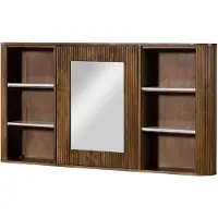 MASSIVMOEBEL24.DE MASSIVMOEBEL24Spiegelschrank Mango 145x20x75 braun lackiert / Marmor weiß BARCELONA #246