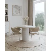 Design Möbel Design Esstisch LOOP Ø100 cm Rundtisch Wohnzimmer Weiß / CASHMERE