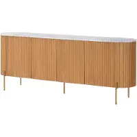 MASSIVMOEBEL24.DE MASSIVMOEBEL24 Sideboard Mango 200x40x76 natur lackiert / Marmor weiß BARCELONA #502