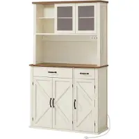 Vasagle Sideboard mit Beleuchtung und Ladestation im Landhausstil BBK391W02