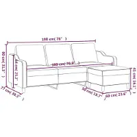 vidaXL 3-Sitzer-Sofa mit Hocker Schwarz 180 cm Stoff