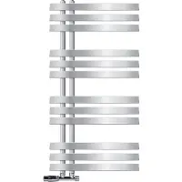 LuxeBath Design Badheizkörper, 500x1000 mm, Chrome, Anschlussgarnitur Thermostat Eck Wand, ohne Heizstab