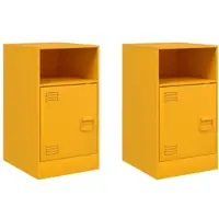 Décoshop26 - Set aus 2 Nachttischen mit offenem Fach und Tür 34,5 x 39 x 62 cm gelber Stahl DEC035421