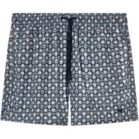 Emporio Armani für Herren. EM000583_AF20439 Kurze Badehose mit gemischten Marine-Prints (M), Strandbekleidung, Polyester