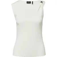 s.Oliver Kurzarmshirt BLACK LABEL, Damen, Gr. 42, weiß (cream), Web, Obermaterial: 65% Viskose, 35% Polyamid, unifarben, regular fit normal, U-Boot-Ausschnitt, Shirts Kurzarmshirt, mit Träger Detail