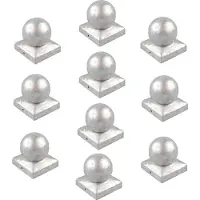 Baumarktplus 10x Pfostenkappe verzinkt 101 mm Kugel Abdeckkappe für Pfosten 10 x 10 cm Kugel, 101x101 mm, Edelstahl