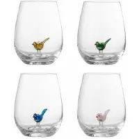 Bloomingville Misa Trinkgläser mit Vogelmotiv, 4er-Set