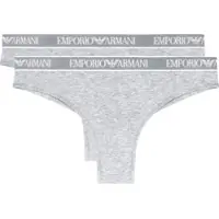 Emporio Armani für Damen. EW000404_AF19026 Set 2 brasilianische Slips aus Bio-Baumwollstrick mit Iconic Logo-Bund grau (M), Heimtextilien, B