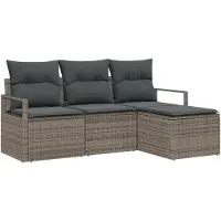 vidaXL Sofa Set 4 Stk. Grau Poly-Rattan