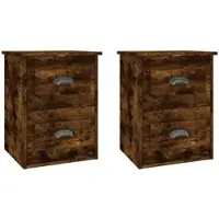 Décoshop26 - Set aus 2 wandmontierten Nachttischen mit Schubladen 41,5 x 36 x 53 cm braunes Holzwerkstoff DEC036048