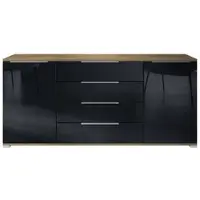 Vladon SIDEBOARD Linio Schwarz Hochglanz