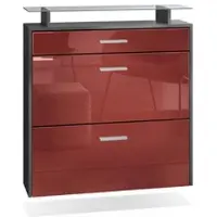 Vladon SCHUHSCHRANK Malea Fronten in Bordeaux Hochglanz