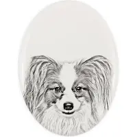 Art-Dog Papillon, Kontinentaler Zwergspaniel - Gedenktafel mit einem Foto eines Hundes, Grabplatte mit Druck, personalisierte ovale Platte der Marke