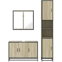 vidaXL 3-tlg. Badmöbel-Set Sonoma-Eiche Holzwerkstoff