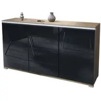 Vladon SIDEBOARD Faro Schwarz Hochglanz
