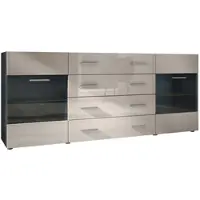 Vladon SIDEBOARD Carlos Sandgrau Hochglanz