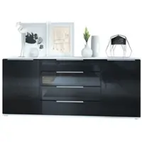 Vladon SIDEBOARD Porto Schwarz Hochglanz