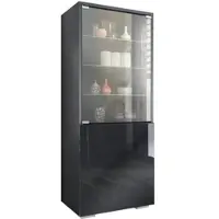 Vladon VITRINE Granada Schwarz Hochglanz