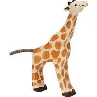 Holztiger Giraffe, klein, fressend