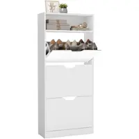Vasagle Schuhschrank mit 3 Klappen 24 x 60 x 139 cm wolkenweiß LBC046W01V1
