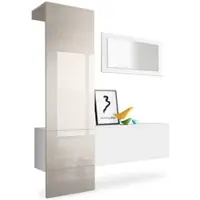 Vladon GARDEROBE Carlton Paneel in Sandgrau Hochglanz