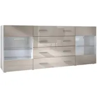 Vladon SIDEBOARD Carlos Sandgrau Hochglanz