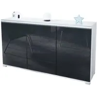 Vladon SIDEBOARD Faro Schwarz Hochglanz