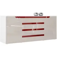 Vladon SIDEBOARD Sintra Sandgrau Hochglanz / Bordeaux Hochglanz