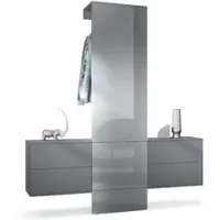 Vladon GARDEROBE Carlton Paneel in Grau Hochglanz