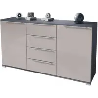 Vladon SIDEBOARD Linio Sandgrau Hochglanz