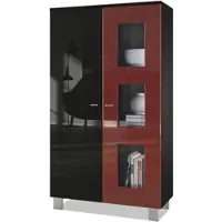 Vladon VITRINE Denjo Tür in Bordeaux Hochglanz