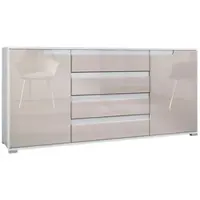 Vladon SIDEBOARD Sylt Sandgrau Hochglanz / Weiß Hochglanz