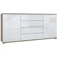 Vladon SIDEBOARD Sylt Weiß Hochglanz