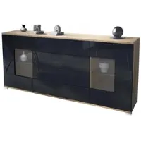 Vladon SIDEBOARD Grömitz Schwarz Hochglanz