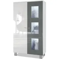 Vladon VITRINE Denjo Tür in Grau Hochglanz