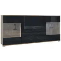 Vladon SIDEBOARD Bari Schwarz Hochglanz