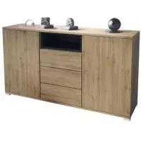 Vladon SIDEBOARD Skadu Schwarz Hochglanz