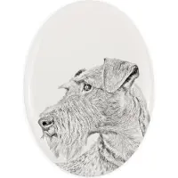 Art-Dog Irischer Terrier, Irish Terrier - Gedenktafel mit einem Foto eines Hundes, Grabplatte mit Druck, personalisierte ovale Platte der Marke