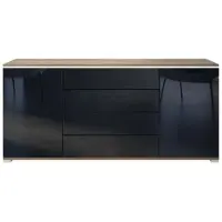 Vladon SIDEBOARD Faro Schwarz Hochglanz