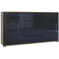 Vladon SIDEBOARD Sylt Schwarz Hochglanz
