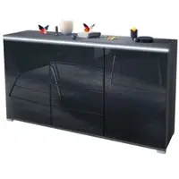 Vladon SIDEBOARD Faro Schwarz Hochglanz