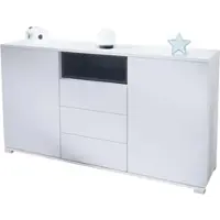 Vladon SIDEBOARD Skadu Schwarz Hochglanz