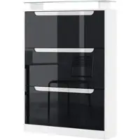 Vladon SCHUHSCHRANK Space Schwarz Hochglanz / Weiß Hochglanz