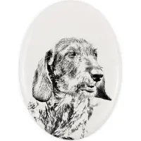Art-Dog Dachshund Rauhhaar, Dackel, Teckel I - Gedenktafel mit einem Foto eines Hundes, Grabplatte mit Druck, personalisierte ovale Platte der Marke